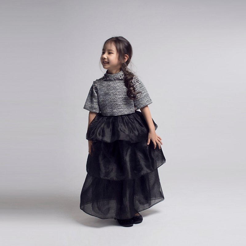 Tweed with Organza Dress / FW2016 - ชุดเด็ก - เส้นใยสังเคราะห์ สีดำ