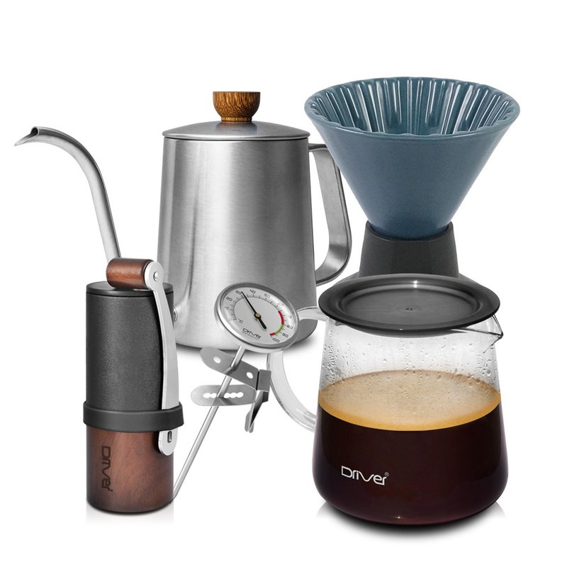 Driver Beginner's Hand Brewed Coffee Set-9 - Coffee Pots & Accessories - Stainless Steel White