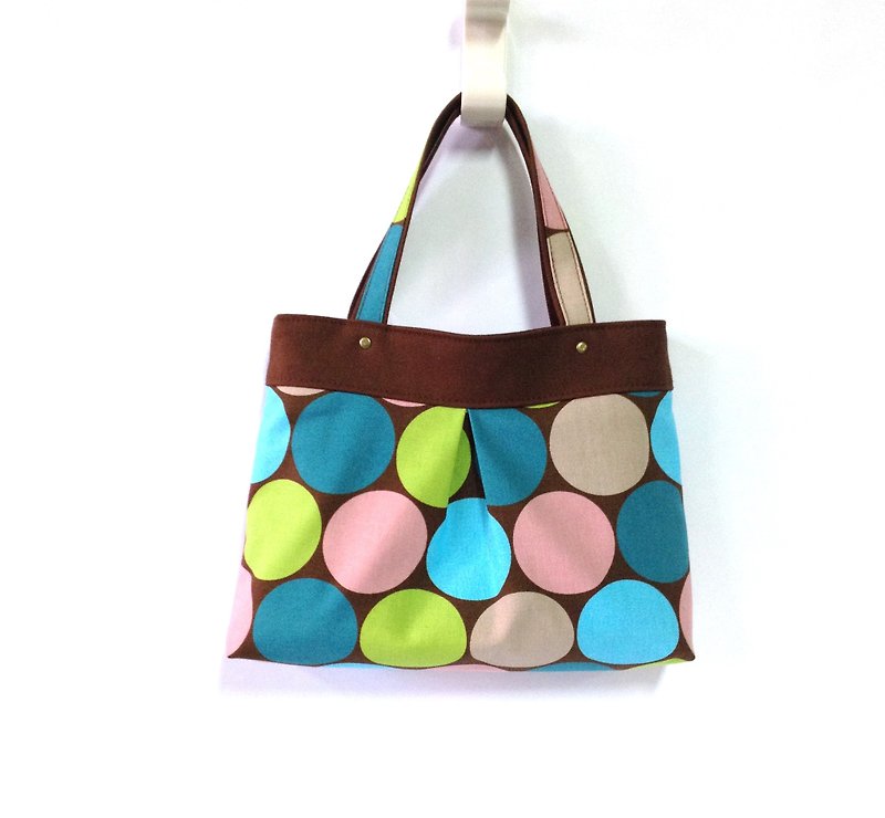 Pop style-brown mine tote bag, handbag, handmade, canvas - กระเป๋าถือ - ผ้าฝ้าย/ผ้าลินิน สีนำ้ตาล