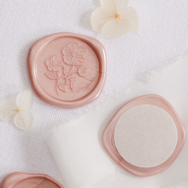 Sealing Wax Sticker | Wedding Invitation Sticker | Soft Pink Wild Rose | 20pcs - Stickers - Other Materials 