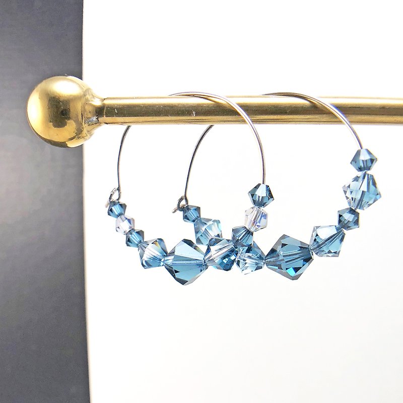 Swarovski Crystal 925 Hooks 【Wedding Earrings】【Christmas Gift】【Birthday Gift】 - Earrings & Clip-ons - Crystal Blue