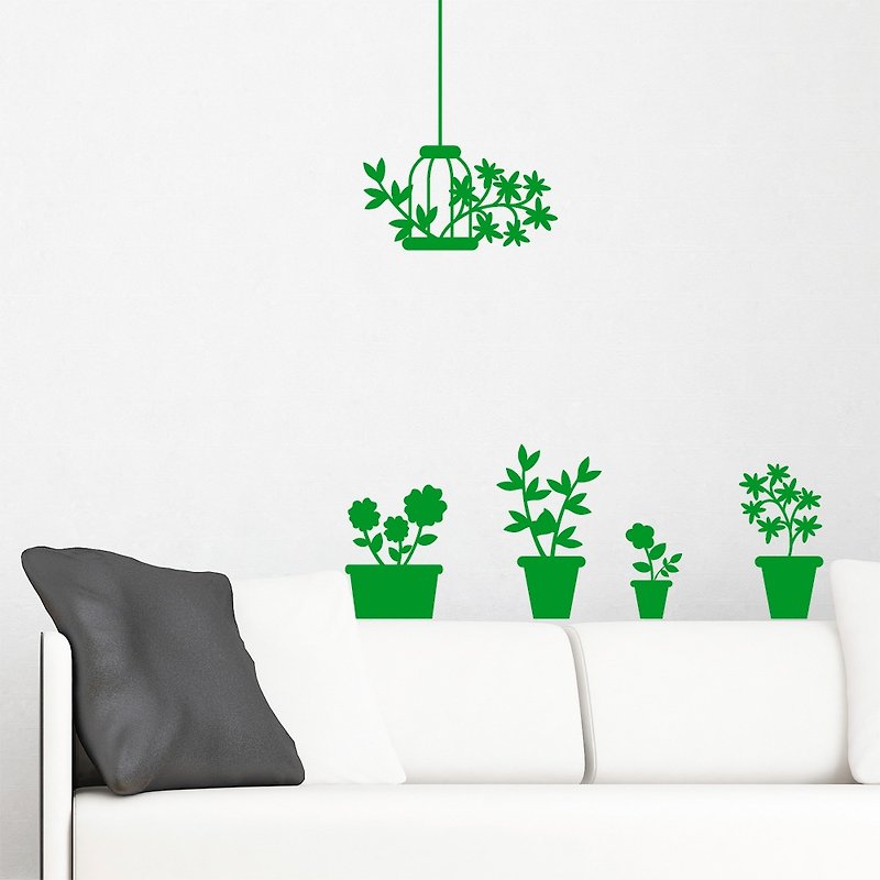 「スマートデザイン」クリエイティブシームレスウォールステッカー◆8色の小さな鉢植えが利用可能 - ウォールデコ・壁紙 - 紙 グリーン