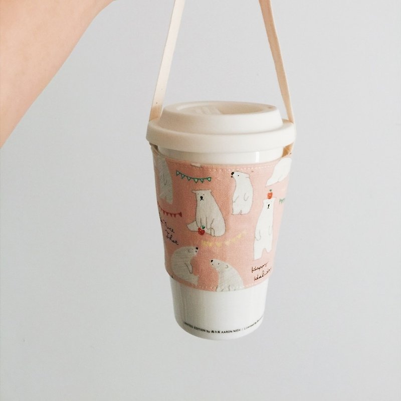 hairmo. Polar bear coffee cup sets - pink / blue (family .711. McDonald's. - ถุงใส่กระติกนำ้ - ผ้าฝ้าย/ผ้าลินิน สึชมพู