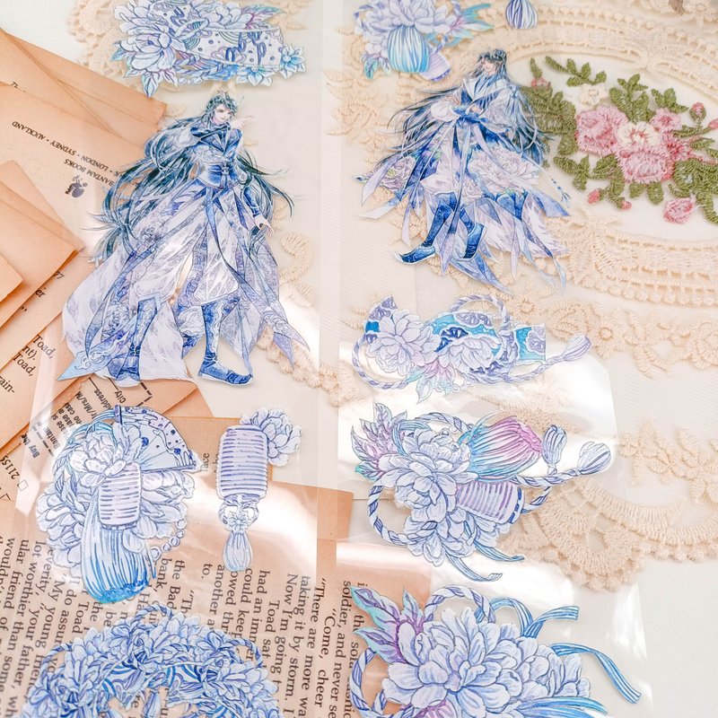 1214 牡丹護法_白狐 Peony Fox Man / 紙膠帶 Masking Tape - 膠紙/膠帶/紙膠帶 - 塑膠 多色