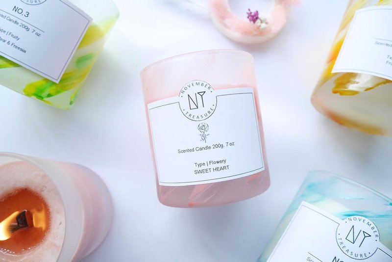 SWEET HEART-Rose x Peach craft fragrance candle - เทียน/เชิงเทียน - ขี้ผึ้ง สึชมพู