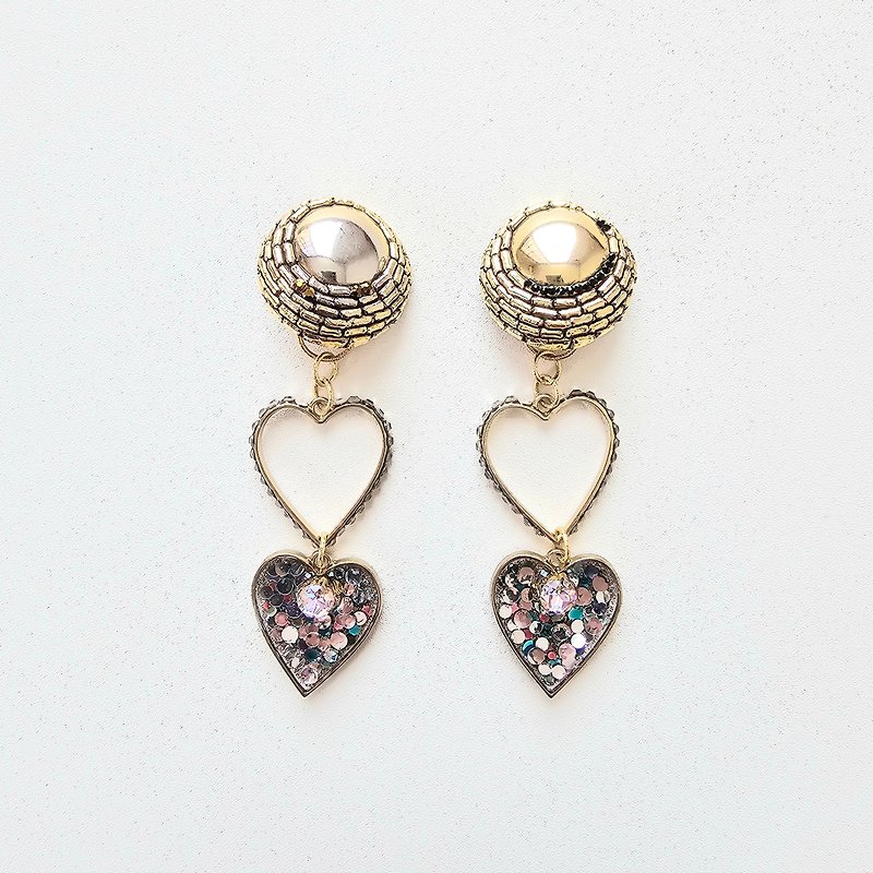 Japan handmade long earring, gold chain earring, flower drop earring, gift - Earrings & Clip-ons - Other Materials Pink