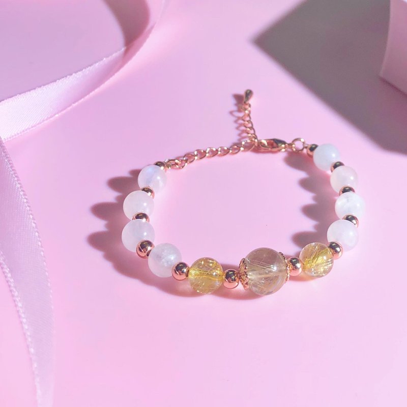 Natural Stone Crystal Bracelet - สร้อยข้อมือ - คริสตัล สีทอง