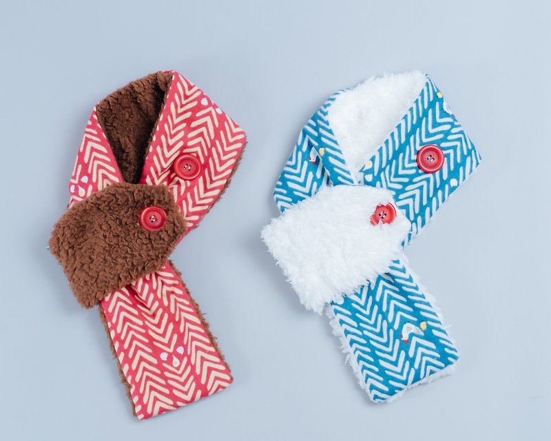 Cotton velvet three-layer scarf neck children's parent-child scarf hand-made Christmas - อื่นๆ - ผ้าฝ้าย/ผ้าลินิน สีแดง