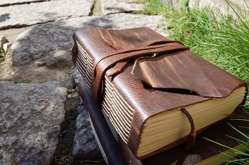 [Collector's Edition] leather handmade wire-bound book / PDA / Letters / diary ◆ N018 ◆ - สมุดบันทึก/สมุดปฏิทิน - หนังแท้ 