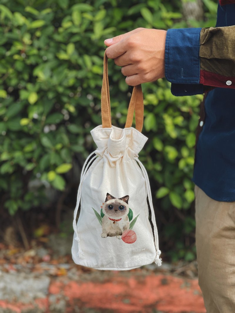 Cat multi-picture drawstring bag-Cat drawstring bag/portable drawstring bag/environmental friendly drawstring bag - Handbags & Totes - Eco-Friendly Materials Multicolor