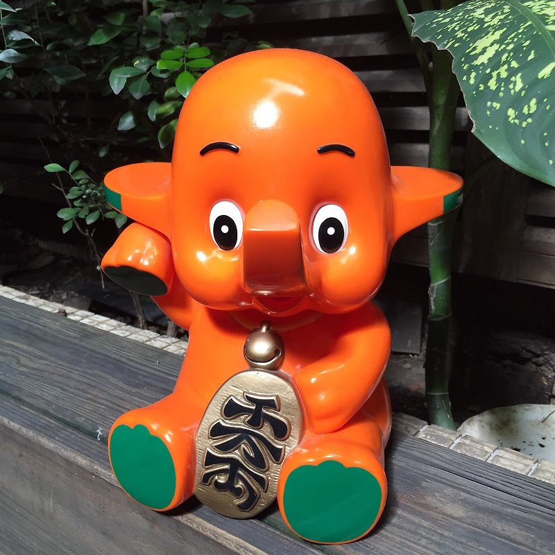 日本製 早期佐藤象招財象 - 擺飾/家飾品 - 塑膠 橘色