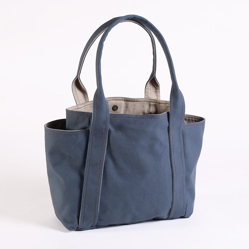 Magnetic Button/Shoulder Canvas Universal Tool Bag-Dark Gray Blue (Medium) - กระเป๋าแมสเซนเจอร์ - ผ้าฝ้าย/ผ้าลินิน สีน้ำเงิน