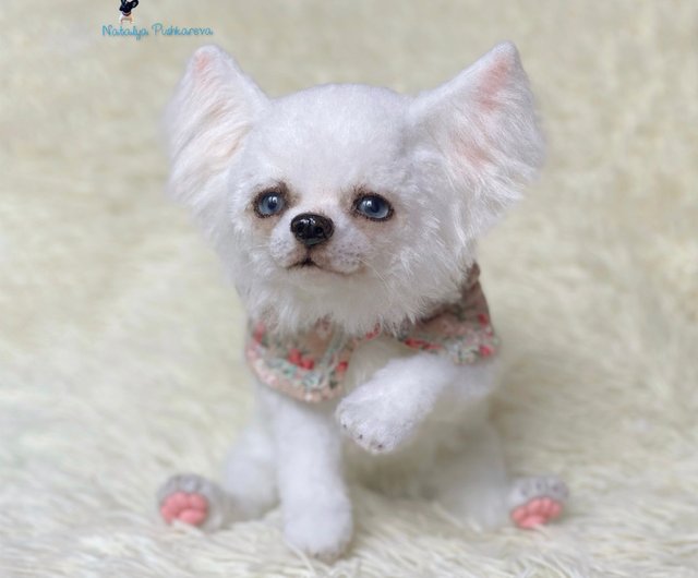 日本製 リアルファーの仔犬ちゃん ヌートリア毛皮 フワモコ 癒し♪ ⚠️説明欄必読 愛犬さんのオーダー》実物大 羊毛フェルト リアル 犬 オーダー