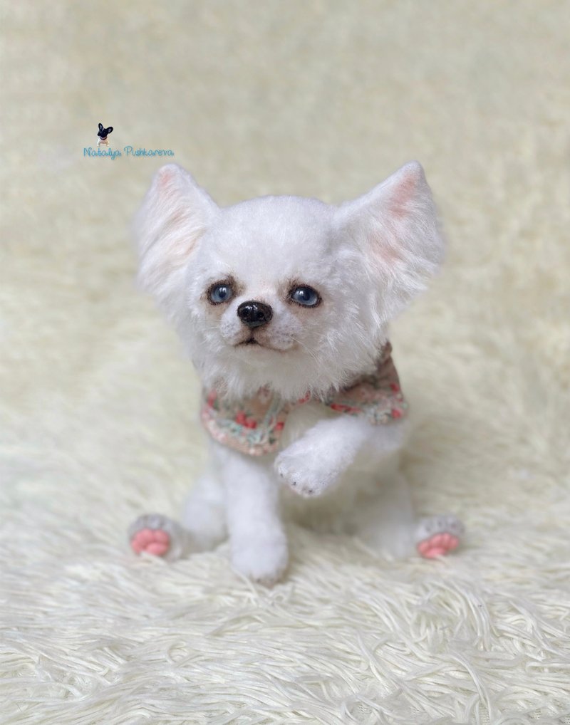 chihuahua puppy realistic toy - ตุ๊กตา - เส้นใยสังเคราะห์ ขาว