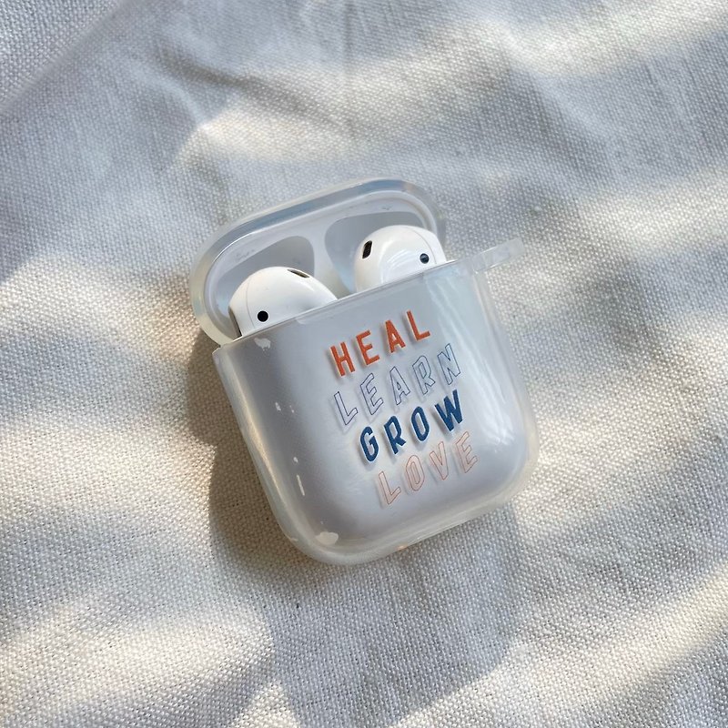 塑膠 耳機/藍牙耳機 透明 - HEAL.LEARN.GROW.LOVE AirPods 全透耳機保護套 - 厚
