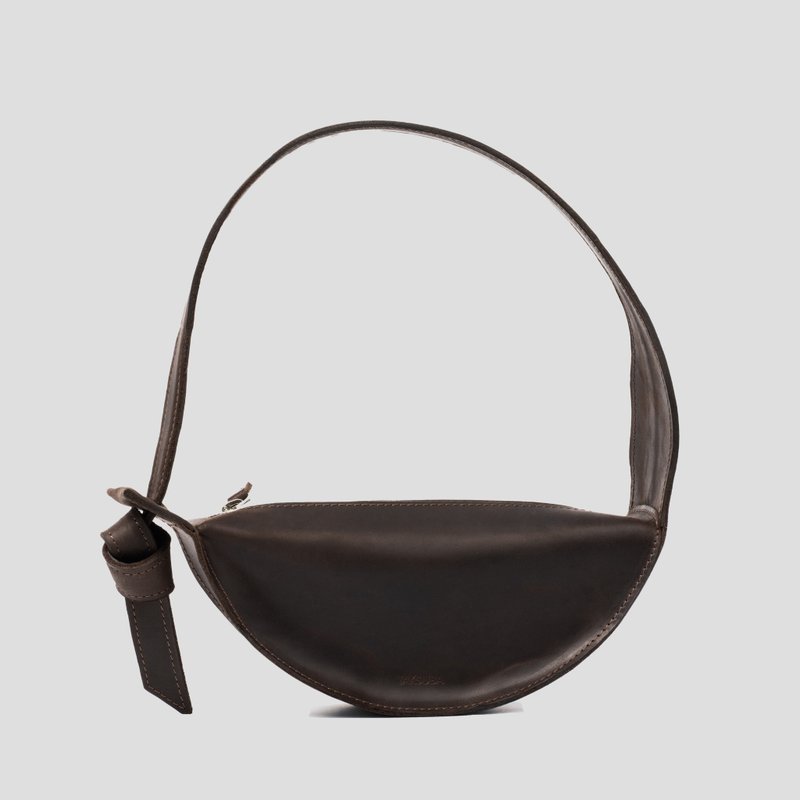 Half-Moon Shoulder Bag | Classy Shoulder Purse | Handcrafted Leather Bag - Handbags & Totes - Genuine Leather Brown