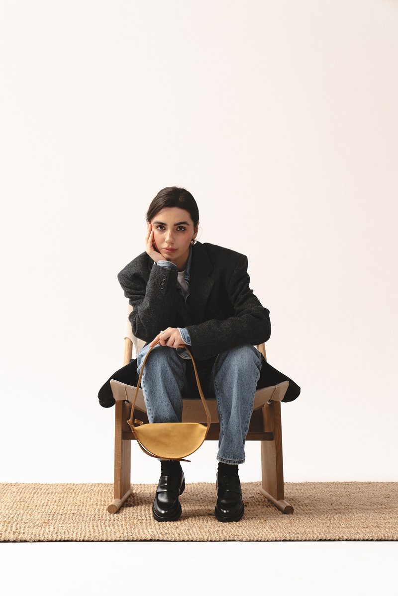 半月形肩包 | 高雅肩背包 | 手工皮革包 - 手提包/手提袋 - 真皮 咖啡色