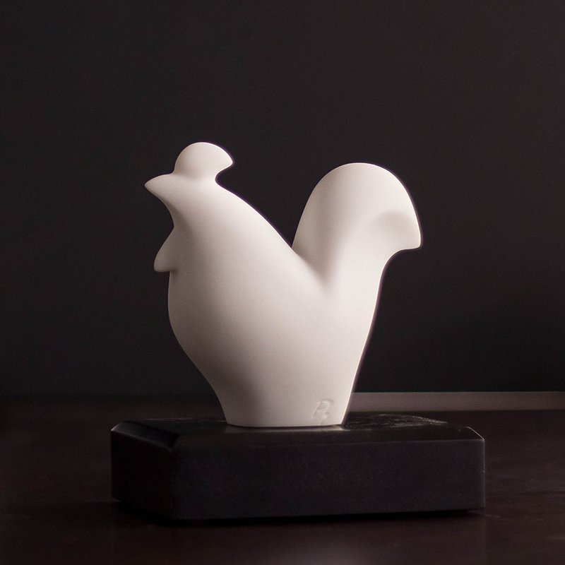 [Zodiac] Quan Art Gallery Chuan_Growth Series-Xingye Chicken Shape Stone Sculpture-White - Items for Display - Stone White