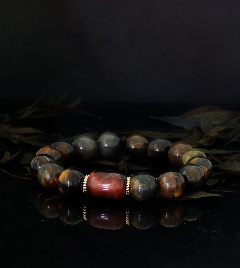 黃金藍虎眼石 + 好運珠 12mm 手鍊 ( Tiger Eye 12mm Bracelet ) - 手鍊/手環 - 半寶石 