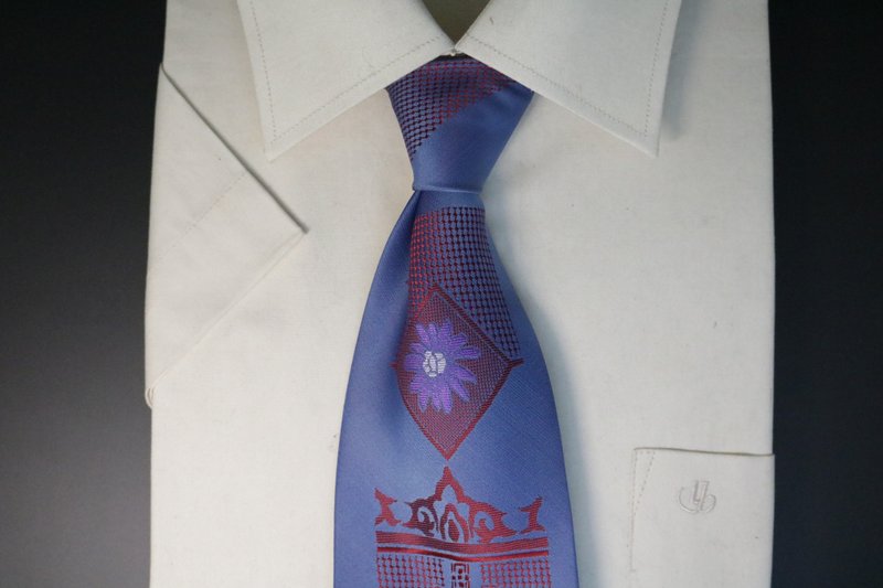 Blue retro patterned embroidered tie, silk versatile retro style - Ties & Tie Clips - Silk Blue