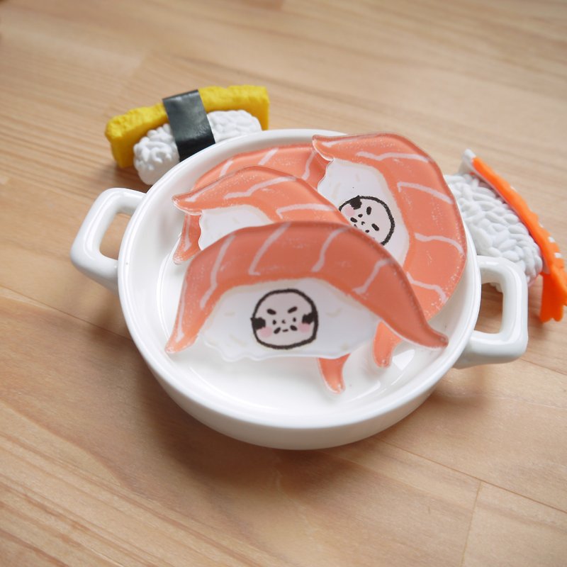 壓克力別針 / 鮭魚握壽司老頭 - 徽章/別針 - 壓克力 粉紅色
