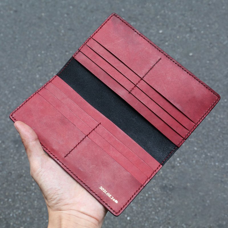 Multi-card slots, lightweight long clip/clutch bag [hot stamping experience/group of one person] [Taipei Donghai Course] - Leather Goods - Genuine Leather 