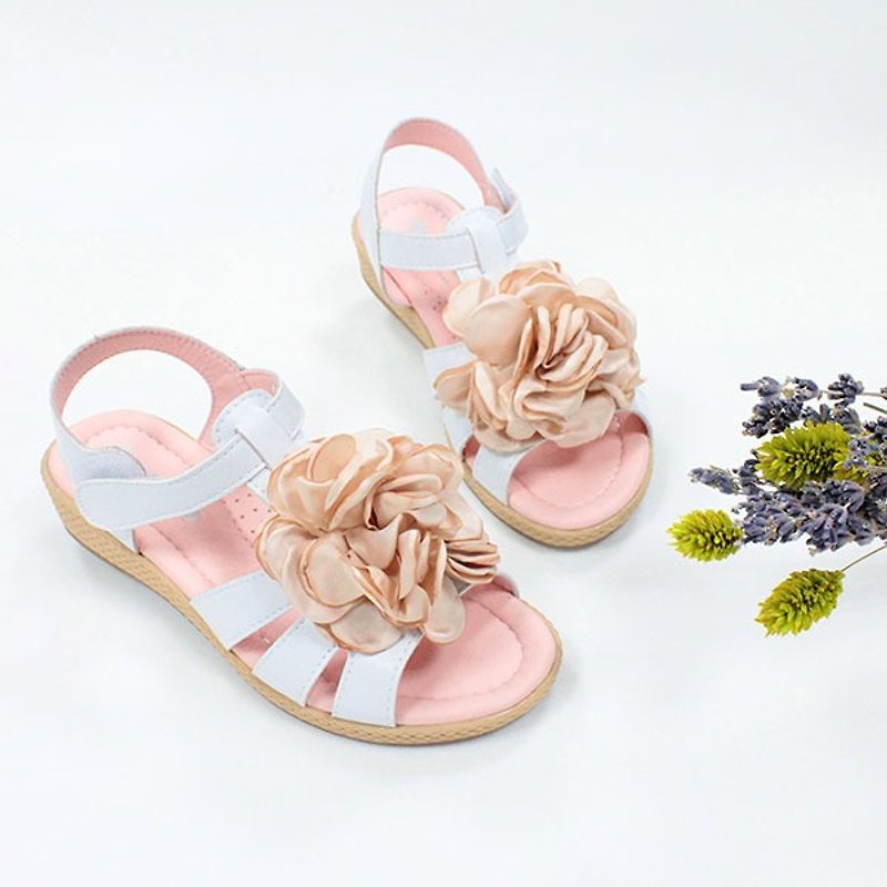 sandal for mom and girls - white - รองเท้าเด็ก - หนังเทียม ขาว