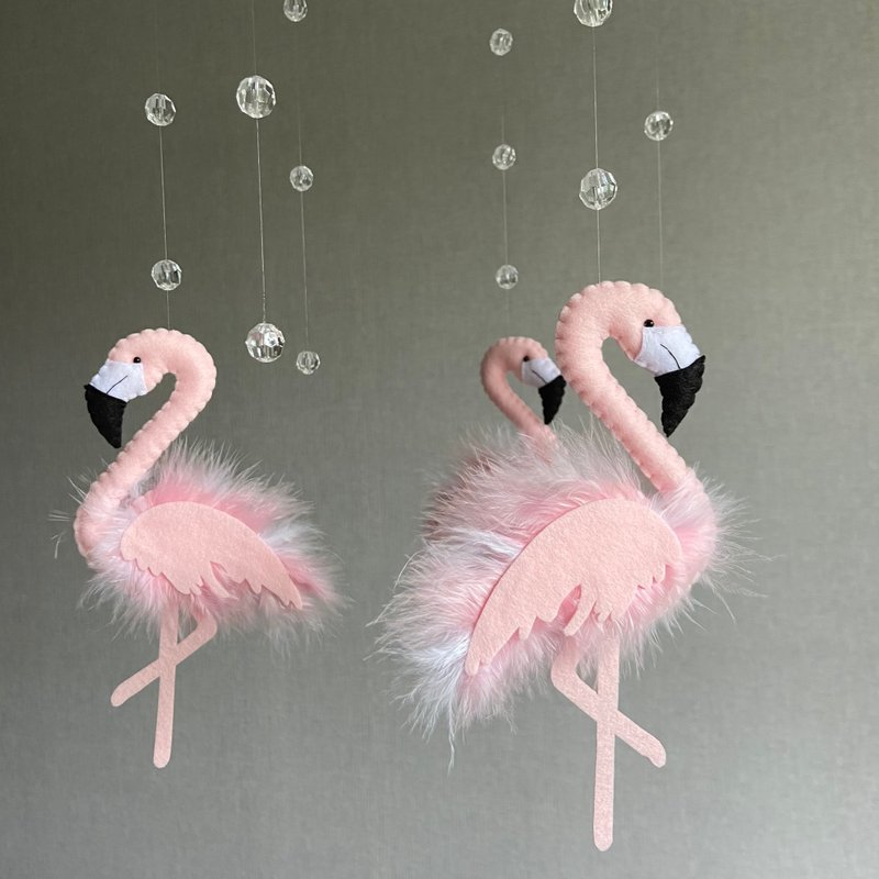 Flamingo mobile, Baby mobile girl, Pink flamingo nursery decor - 寶寶/兒童玩具/玩偶 - 其他材質 粉紅色