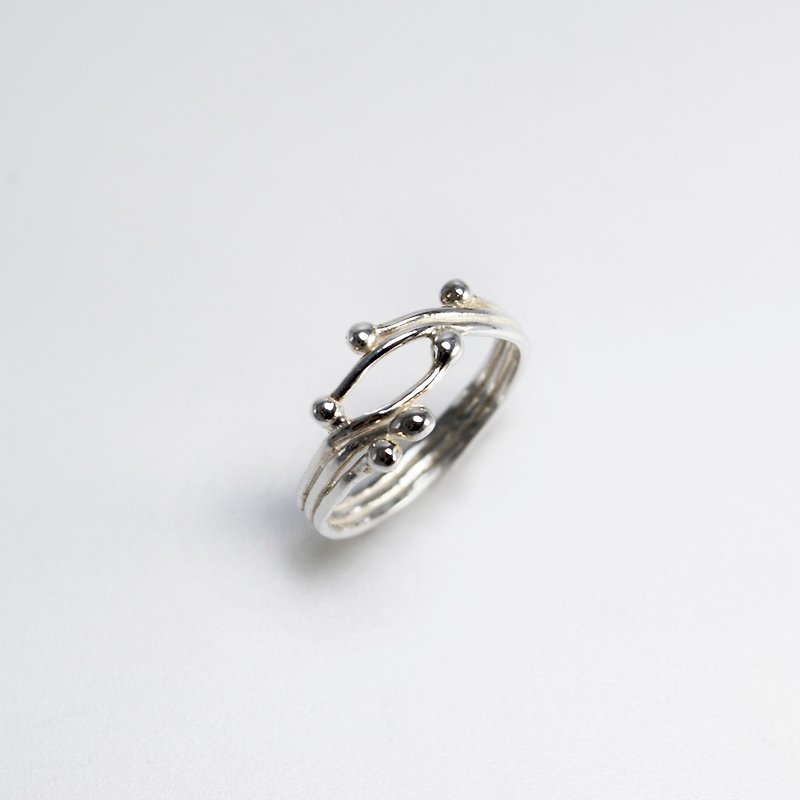 Organic Line Shape Ring-Staggered - General Rings - Other Metals Silver
