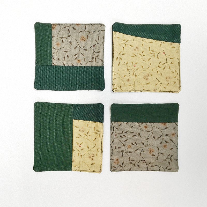 coaster patchwork (x4) - Coasters - Cotton & Hemp Green