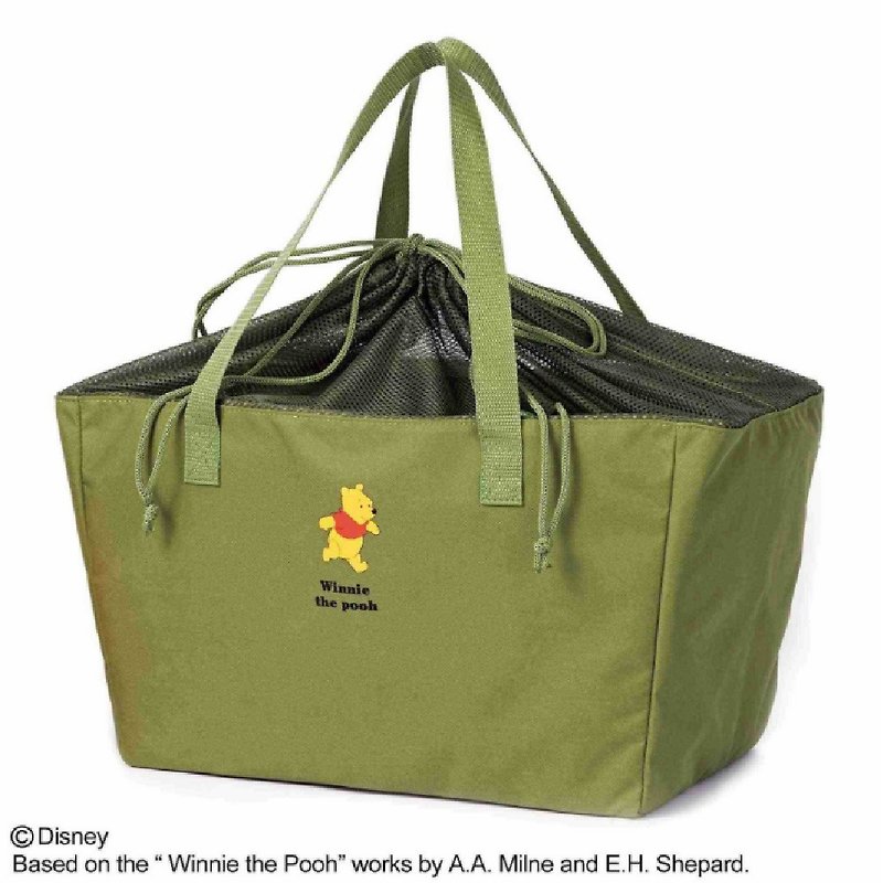 【Disney 五倍券優惠】小熊維尼 環保摺疊購物袋子 個性軍綠
