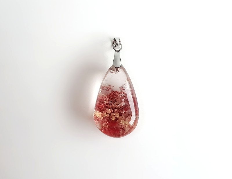 Gemstone ‧ Flowery Natural Mineral Red Ghost Crystal ‧ Necklace Pendant - Necklaces - Gemstone Orange