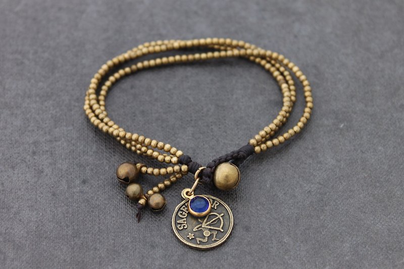 Brass Zodiac Birthstone Bracelets Strand Custom Personalize Birthday Gift - Bracelets - Stone Gold