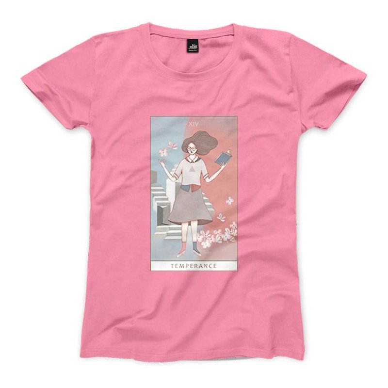 XIV | Temperance - peach red - Women T-Shirt - เสื้อยืดผู้หญิง - ผ้าฝ้าย/ผ้าลินิน 