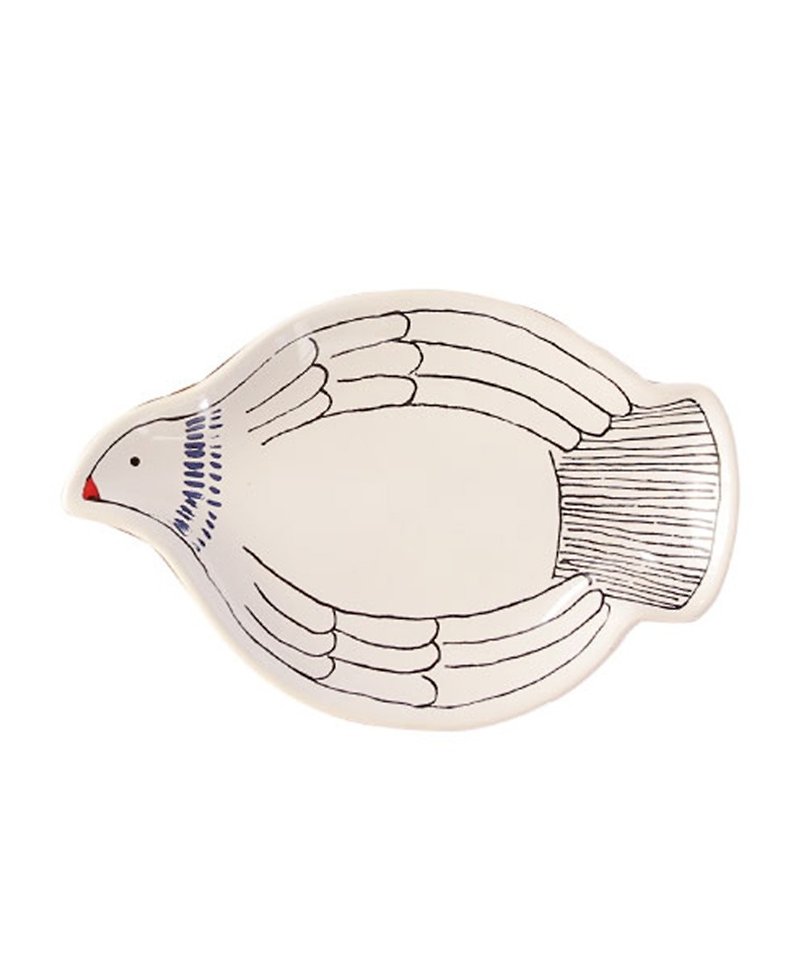 Japan Magnets Cute Bird Series Snack Plate / Accessory Plate / Stationery Storage Plate (White Dove) - จานเล็ก - ดินเผา ขาว