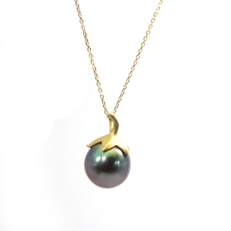 Pendant  Kamo-nasu eggplant Tahitian pearl　11.5mm K18YG - สร้อยคอ - ไข่มุก 