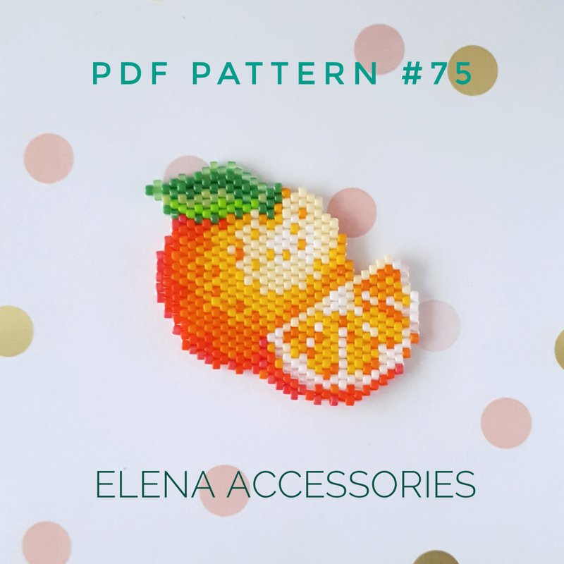 Beaded mandarin brick stitch PDF pattern for miyuki delica 11/0 seed beads - 其他數位商品 - 其他材質 