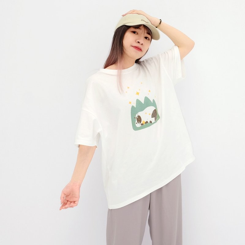 星はすべて私のもの - ワイド バージョン ユニセックス Tシャツ シャム猫クリエイティブ イラスト Tシャツ - Tシャツ - コットン・麻 ホワイト