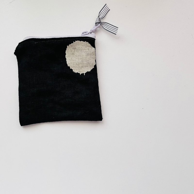 Handmade Simple Big Polka Dot Coin Purse - Coin Purses - Cotton & Hemp Black