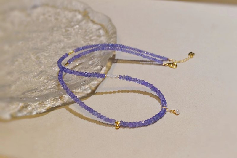 Original natural tanzanite Stone bracelet set Stone necklace female blue purple Gemstone bead bracelet - สร้อยข้อมือ - เครื่องเพชรพลอย 