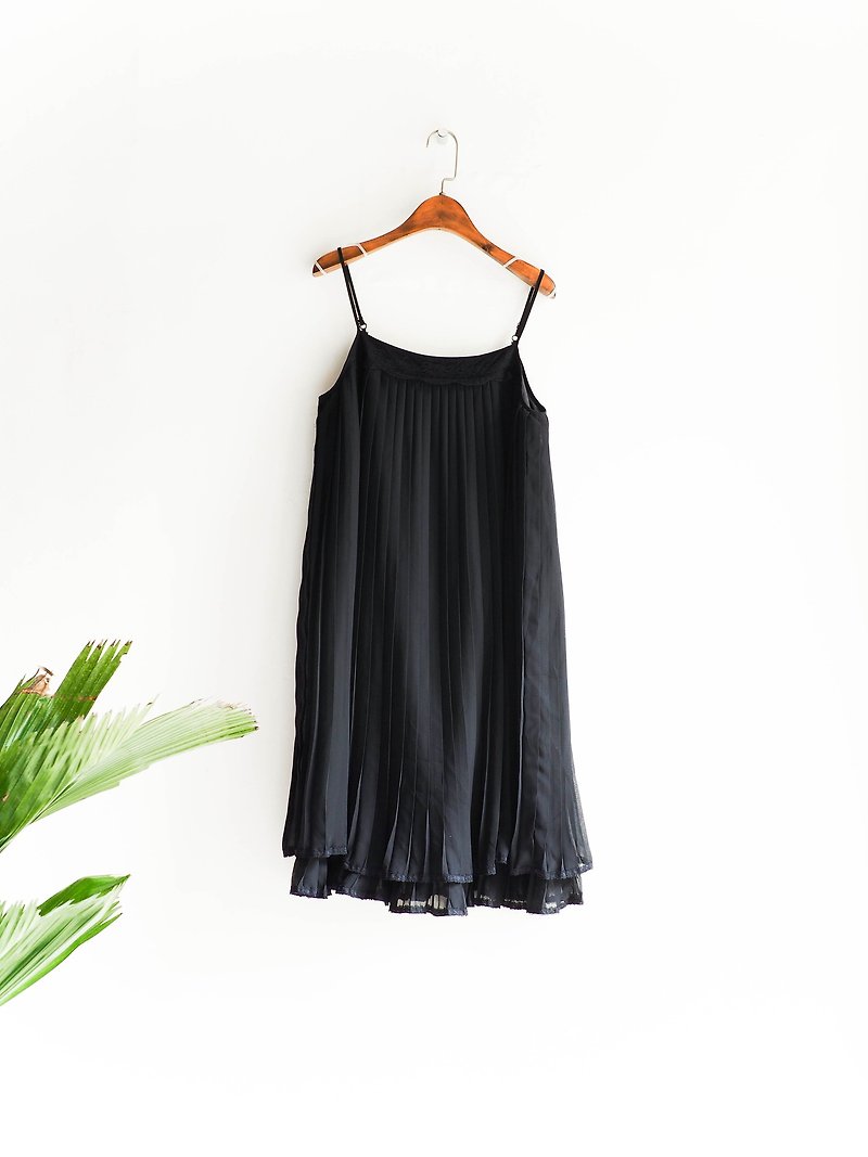 Bukit Ho Swee - no border black lace jumpsuit suspenders mysterious girl antique silk skirt overalls oversize vintage dress - One Piece Dresses - Silk Black