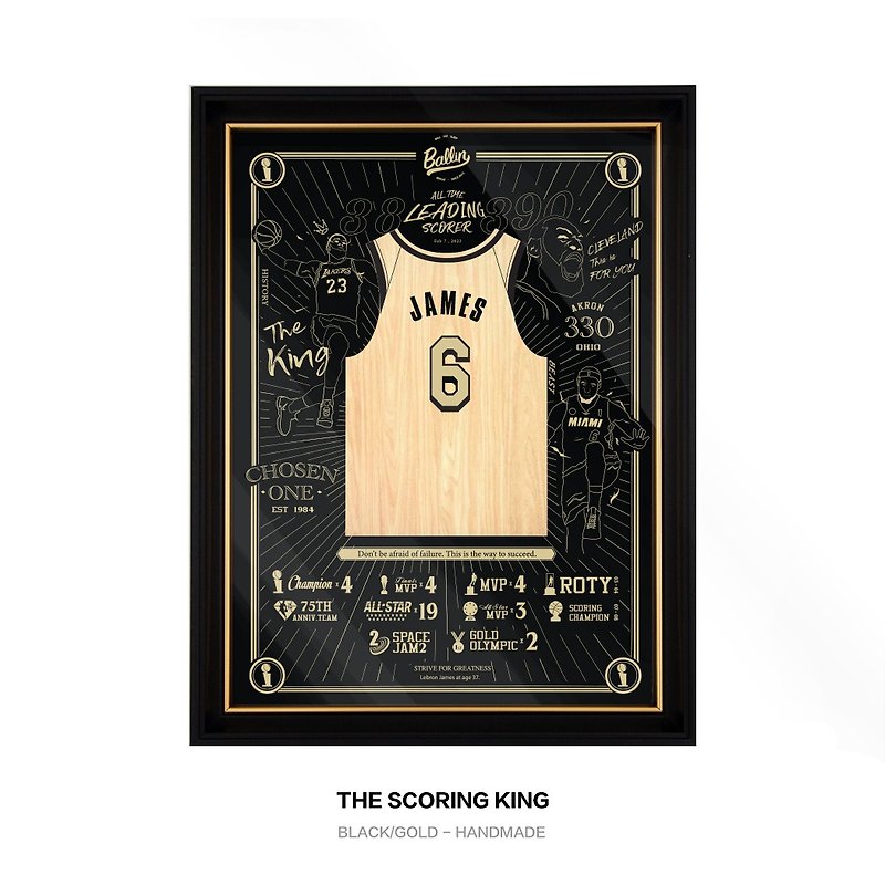 Wooden Jersey plaque - THE SCORING KING #23 - กรอบรูป - ไม้ สีดำ