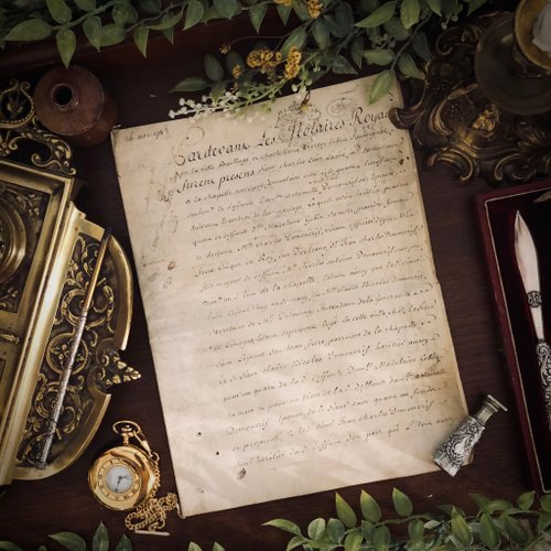 1743 年ルイ 15 世時代のフランスのアンティーク羊皮紙手書き