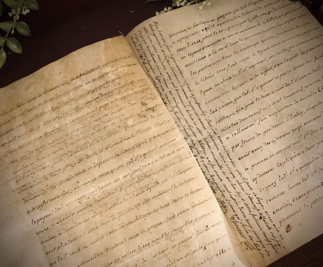1743年法王路易十五時期法文古董羊皮紙parchment手寫古卷ㄧ份CT 1743年法王路易十五時期法文古董羊皮紙parchment手寫古卷ㄧ份CT
