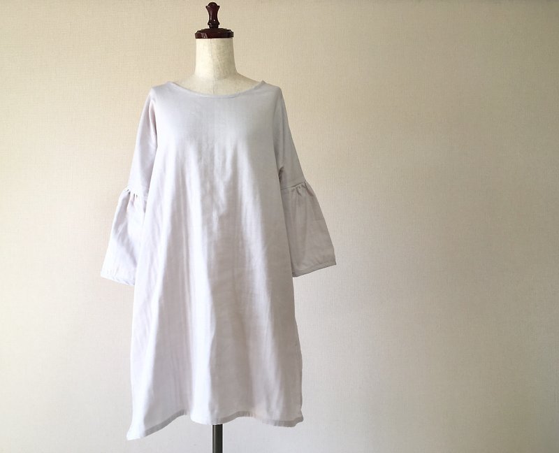 Double gauze simple one piece dress light gray - One Piece Dresses - Cotton & Hemp Gray