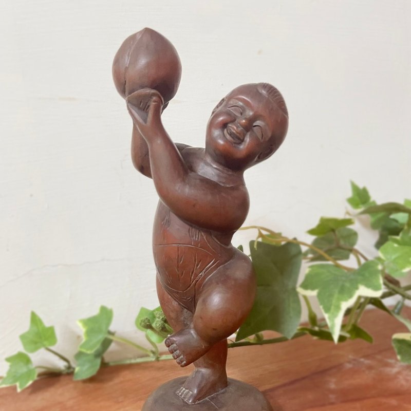 歡樂小童・黃楊木老件 - 擺飾/家飾品 - 木頭 咖啡色