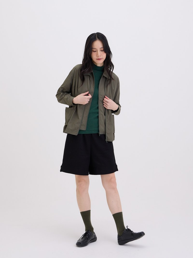 山野夾克長袖外套-軍綠 - 女大衣/外套 - 棉．麻 綠色