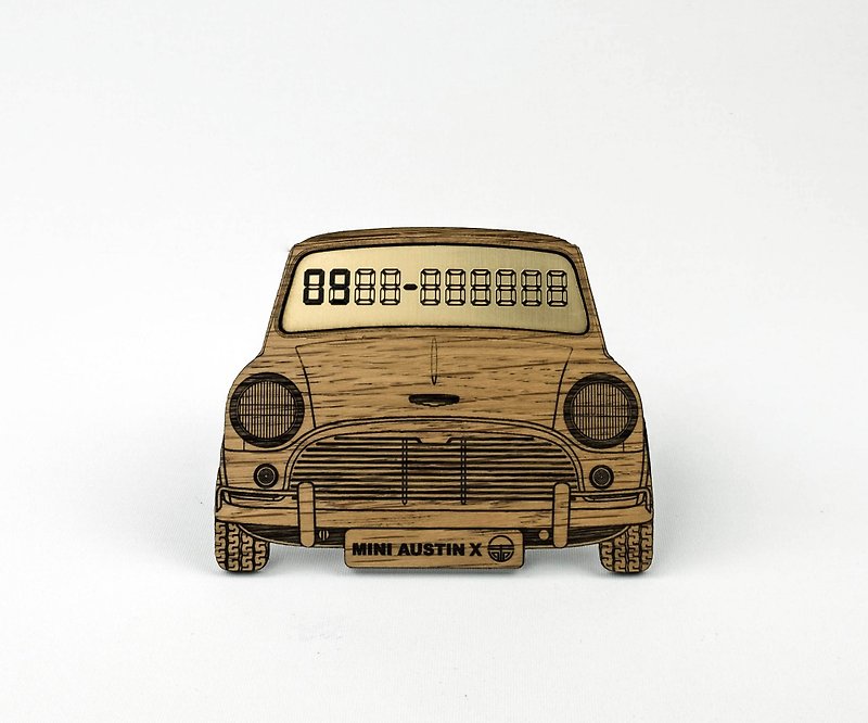【Austin Mini】Exclusive white oak solid wood temporary parking number card - Other - Wood 