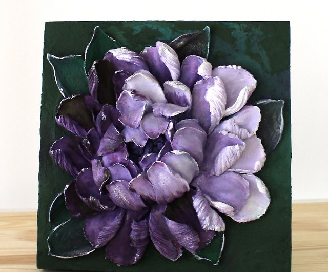 purple peonies floral original painting 3d flower decor modern art