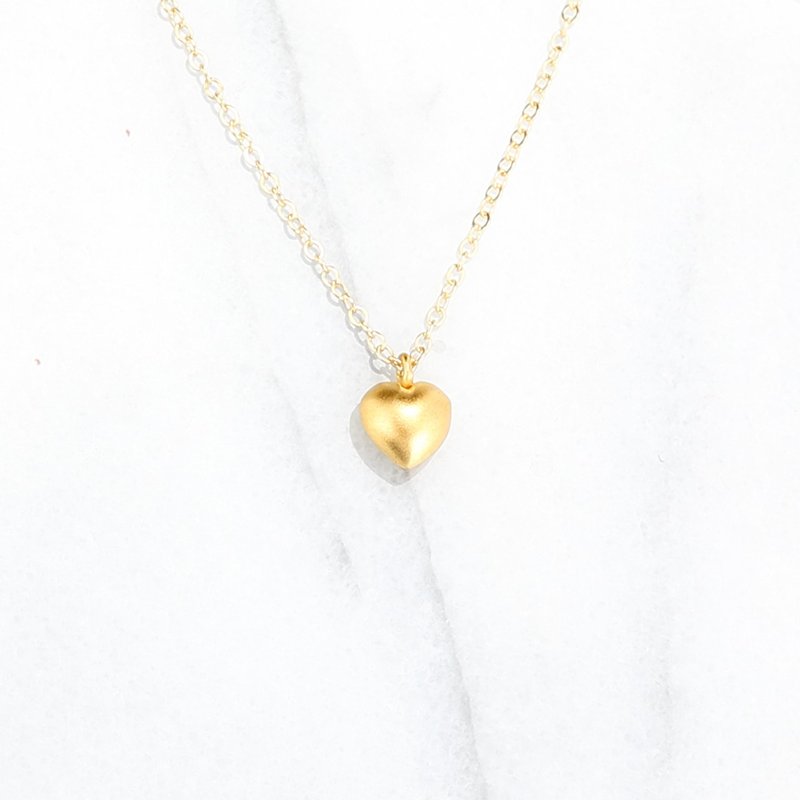 【Angel & Me】Love seed Heart s925 sterling silver 24k gold plated necklace gift - Necklaces - Precious Metals Gold